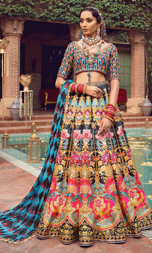 Elegant Indian Bridal Dress in Royal Black Lehenga Choli Style