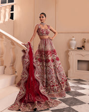 Elegant Indian Bridal Dress in Wedding Red Choli Lehenga Style