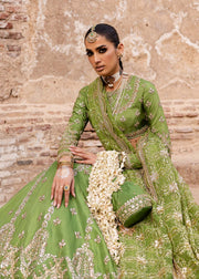 Elegant Indian Wedding Dress in Green Lehenga and Choli Style
