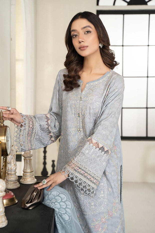 Elegant Maria B Elegant Ice Blue Shade Pakistani Salwar Kameez Party Dress