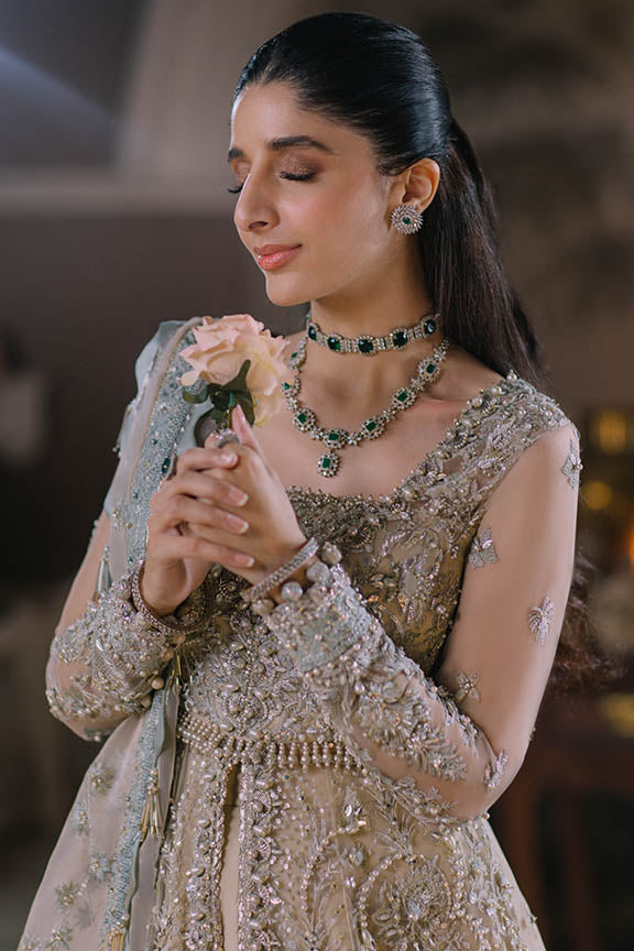 Elegant Open Gown and Lehenga Style Pakistani Wedding Dress