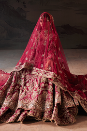 Elegant Pakistani Bridal Dress in Farshi Lehenga Gown Style