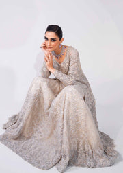 Elegant Pakistani Bridal Dress in Gown Lehenga Dupatta Style