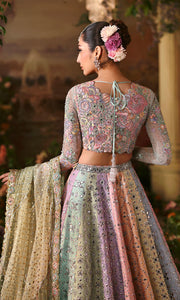Elegant Pakistani Bridal Dress in Multicolored Lehenga Style