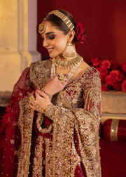 Elegant Pakistani Bridal Dress in Open Pishwas Lehenga Style