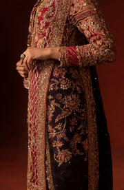 Elegant Pakistani Bridal Dress in Open Shirt Sharara Style