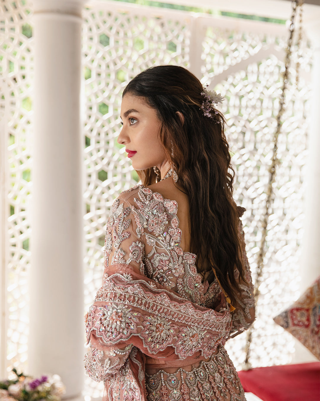 Elegant Pakistani Bridal Dress in Pink Lehenga and Choli Style