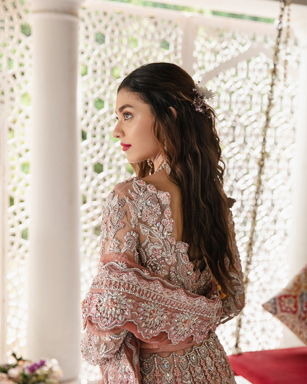 Elegant Pakistani Bridal Dress in Pink Lehenga and Choli Style
