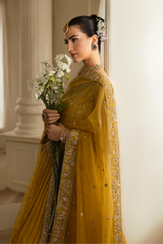 Elegant Pakistani Bridal Mehndi Dress in Pishwas Sharara Style