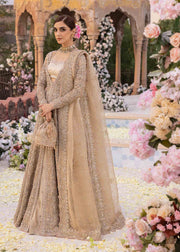 Elegant Pakistani Bridal Outfit in Pishwas Frock Lehenga Style
