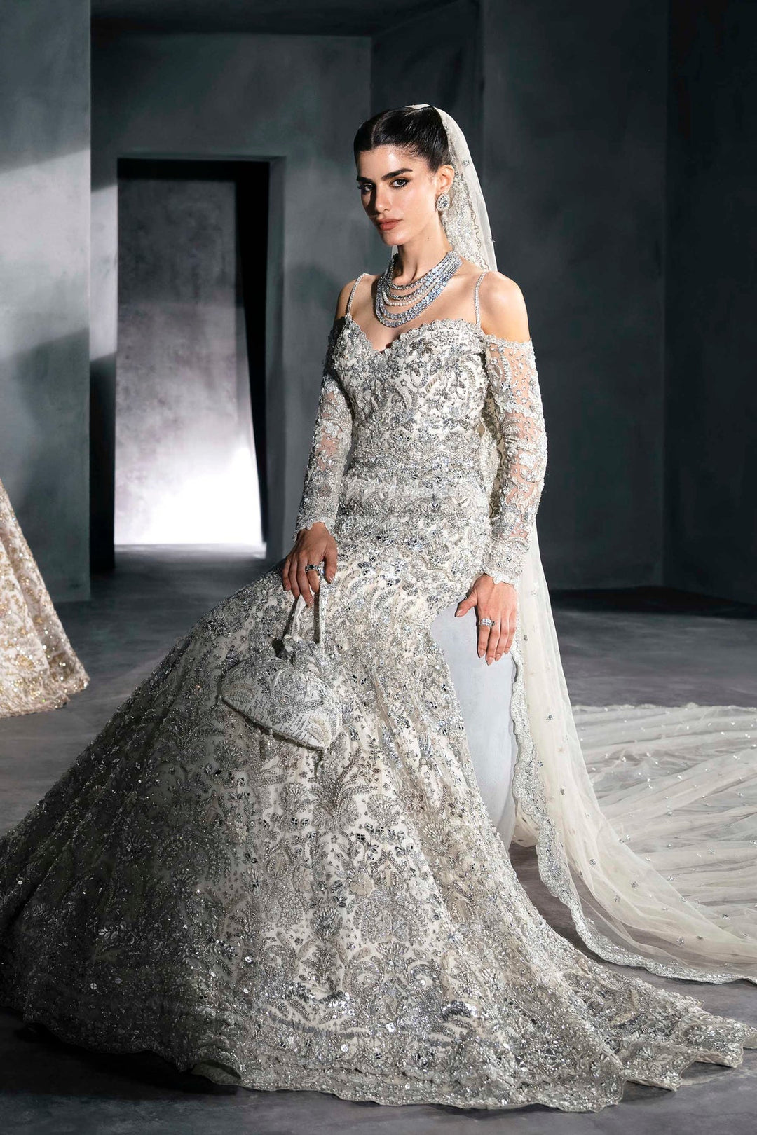 Stunning Pakistani Bridal Walima Dress in Gown Style