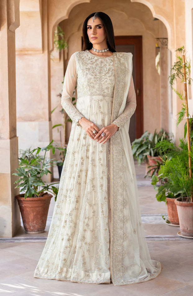 Elegant Pakistani Party Dress Frock in Off White Color XLarge Elegant Pakistani Party Dress Frock in Off White Color XLarge
