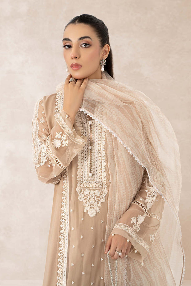 Elegant Pakistani Salwar Kameez Beige Shade Salwar Dupatta