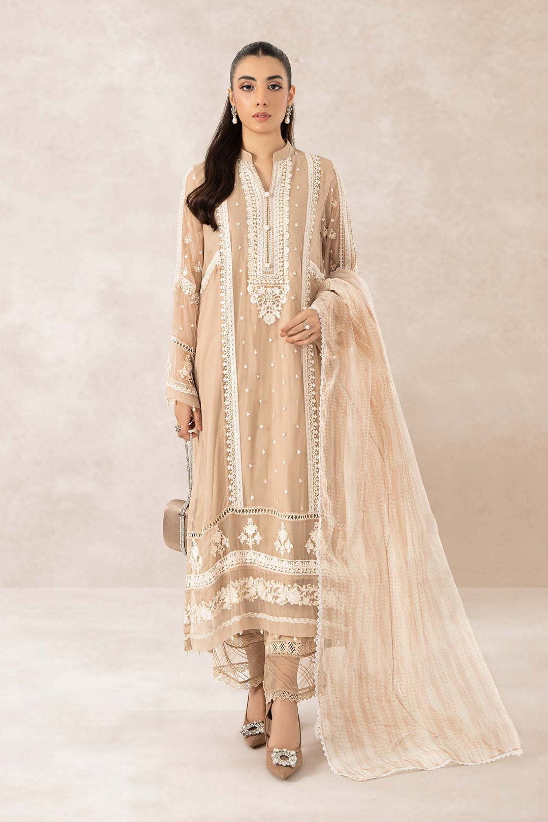 Elegant Pakistani Salwar Kameez Beige Shade Salwar Suit Dupatta