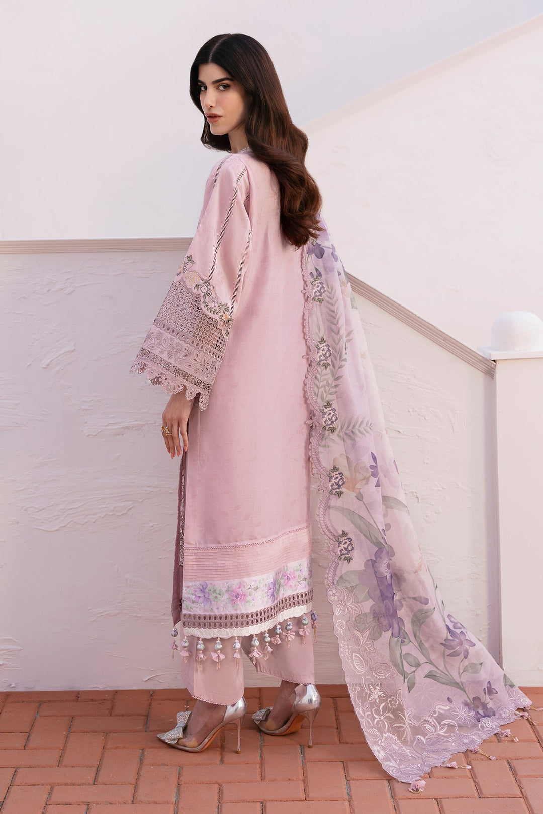 Elegant Pakistani Salwar Kameez in Schiffli Design Dupatta