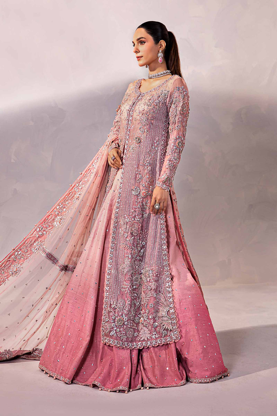 Elegant Pink Pakistani Bridal Lehenga & Kameez Set