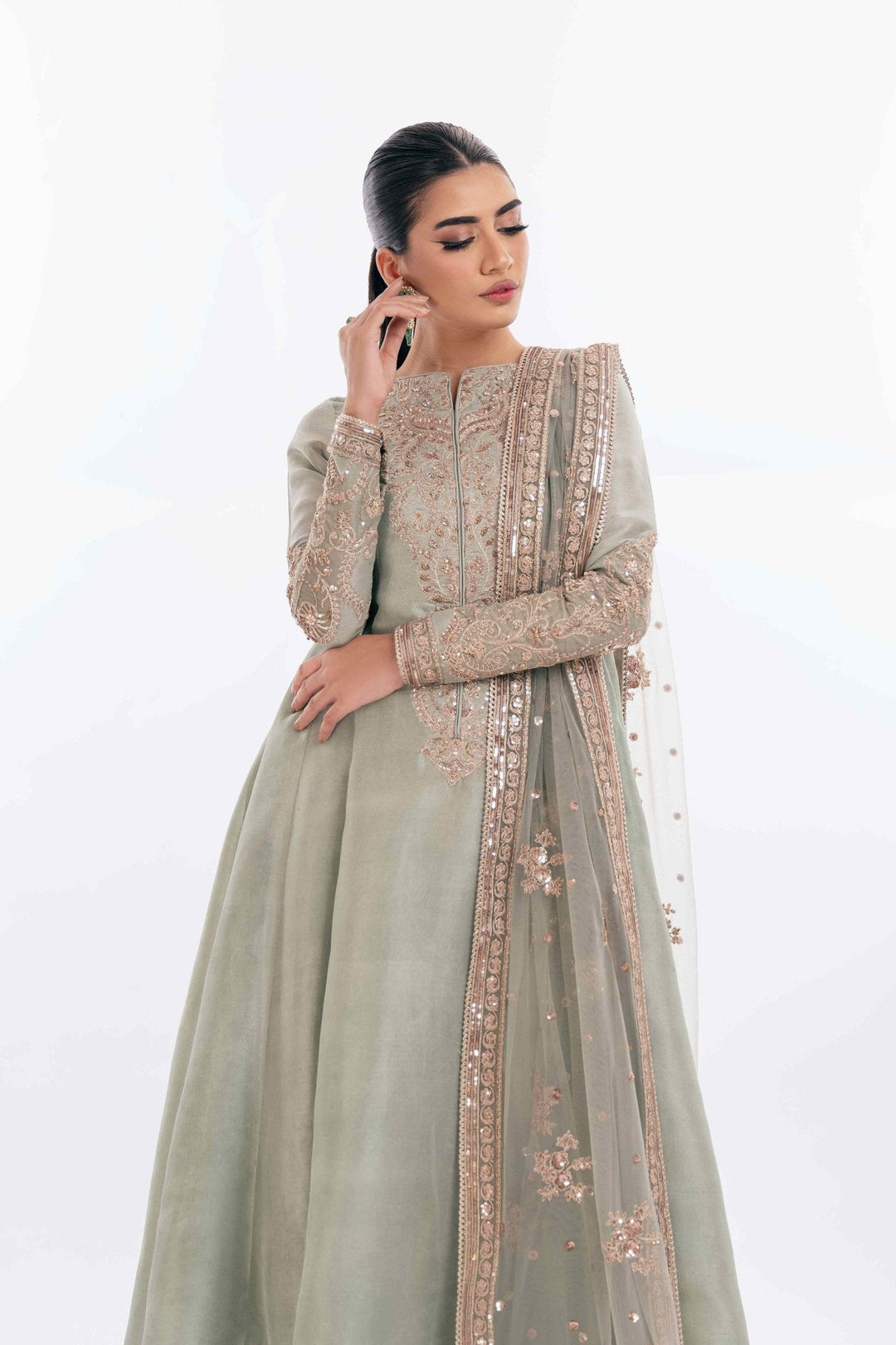 Elegant Pakistani Wedding Dress in Airline Kameez Trouser Style