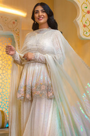 Elegant Pakistani Wedding Dress in Frock and Sharara Style