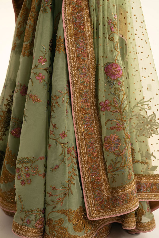 Elegant Pakistani Wedding Dress in Open Anarkali Lehenga Style