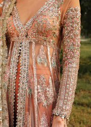Elegant Pakistani Wedding Dress in Open Gown and Lehenga Style