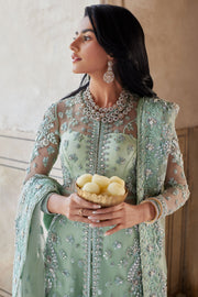 Elegant Pakistani Wedding Dress in Open Gown and Sharara Style