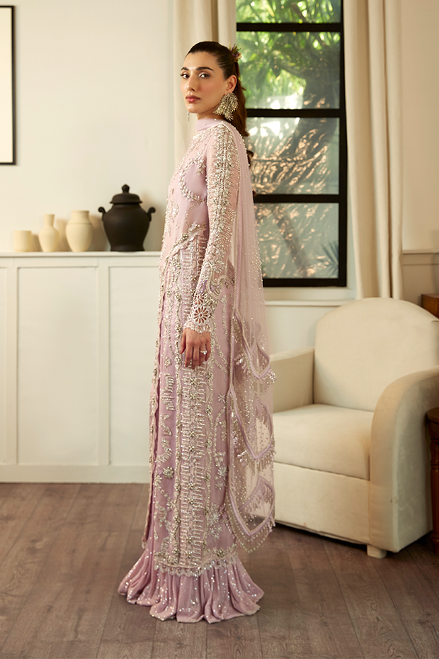 Elegant Pakistani Wedding Dress in Organza Kameez Trouser Style