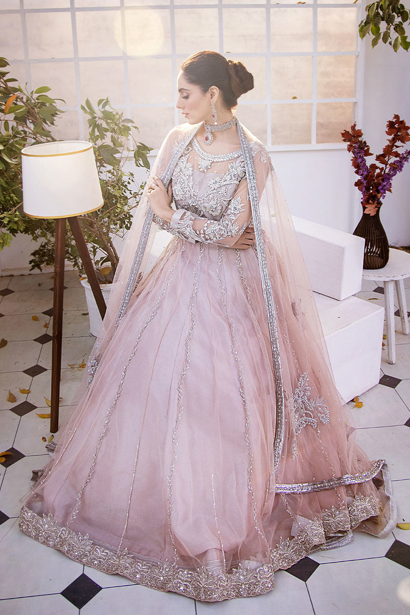 Elegant Pakistani Wedding Dress in Pink Lehenga Gown Style