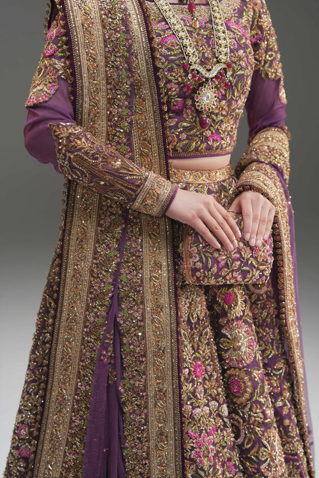 Elegant Pakistani Wedding Dress in Purple Lehenga Choli Style