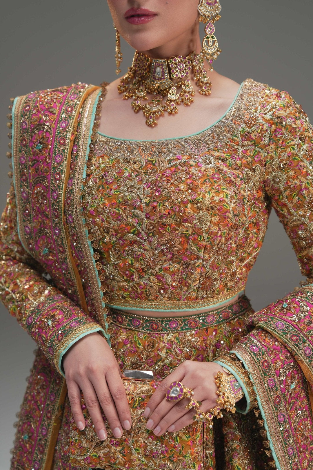 Elegant Pakistani Wedding Dress in Yellow Lehenga Choli Style
