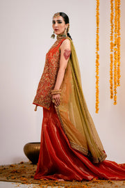 Elegant Pakistani Wedding Gharara with Short Shirt and Dupatta