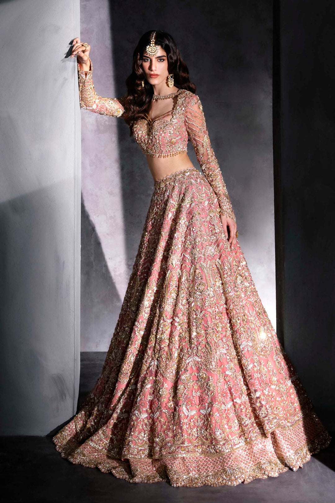 Elegant Pink Bridal Lehenga Choli and Dupatta Wedding Dress