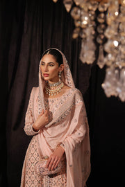 Elegant Pink Pakistani Bridal Dress in Lehenga Kameez Style