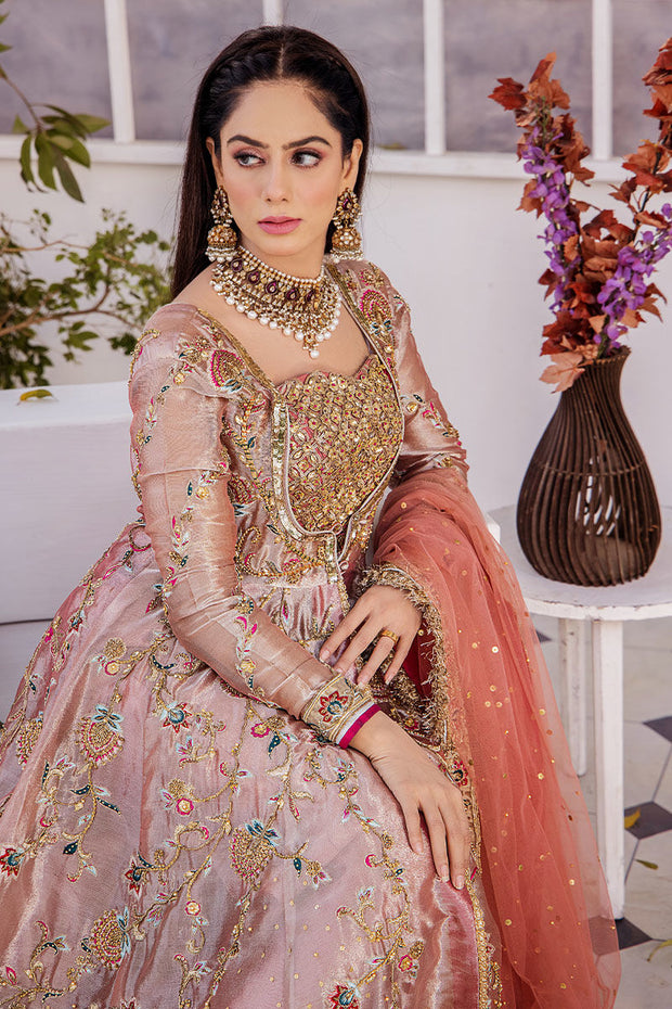 Elegant Pishwas Frock and Trouser Pink Pakistani Wedding Dress