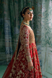 Elegant Red Bridal Dress Pakistani in Angrakha Lehenga Style
