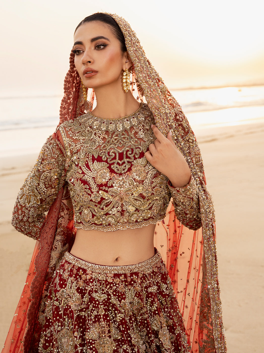 Elegant Red Lehenga Choli Pakistani Bridal Dress in Fremont