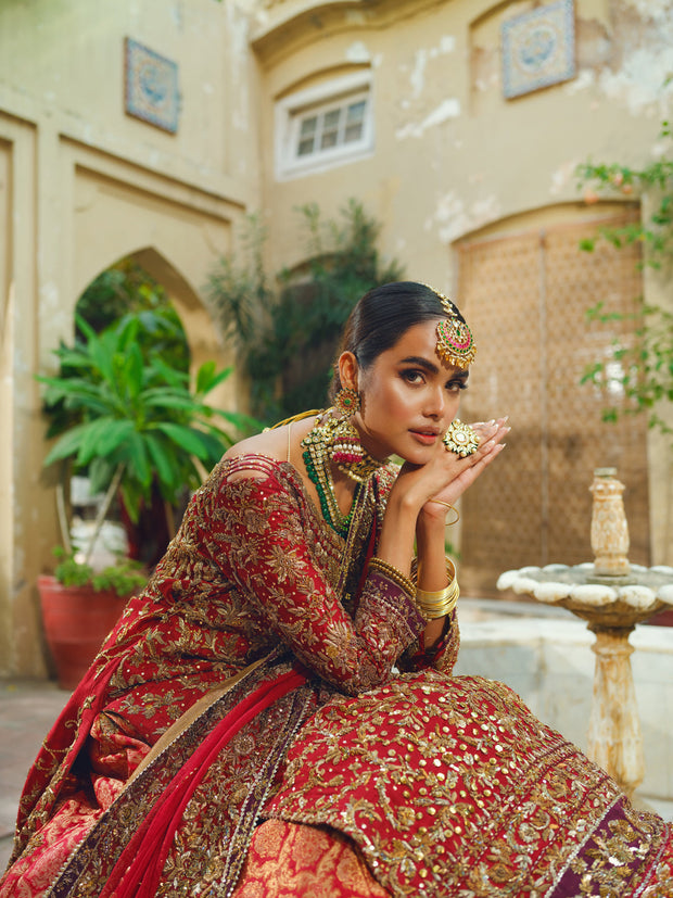 Elegant Red Lehenga Kameez and Dupatta Pakistani Bridal Dress