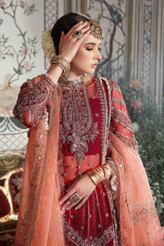 Elegant Red Pakistani Wedding Dress in Lehenga Kameez Style