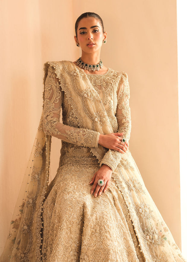 Elegant Pakistani Bridal Dress in Shirt and Lehenga Style