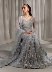 Elegant Sharara Kameez Dupatta Blue Pakistani Wedding Dress