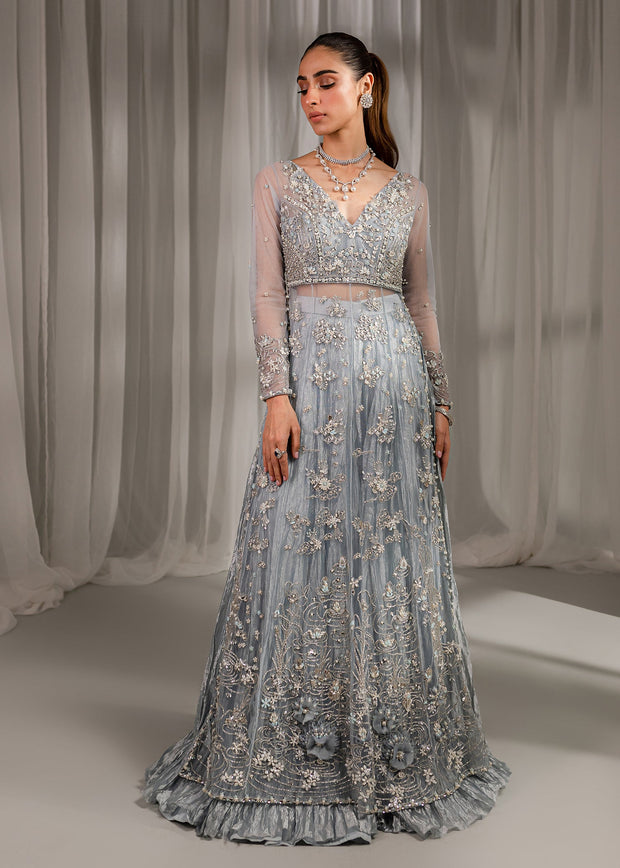 Elegant Sharara Kameez Blue Pakistani Wedding Dress