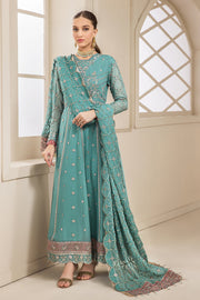 Elegant Sky Blue Embroidered Pakistani Long Frock Party Dress