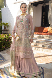 Elegant Tea Pink Embroidered Kameez Sharara Pakistani Wedding Dress