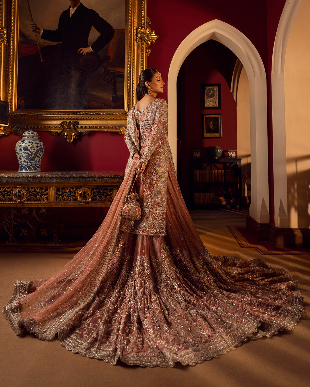 Exquisite Tea Pink Bridal Gharara - Pakistani Bridal Dress