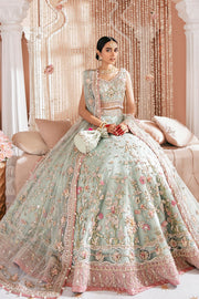 Elegant Tena Durrani Blue Wedding Choli Lehenga Dupatta Dress