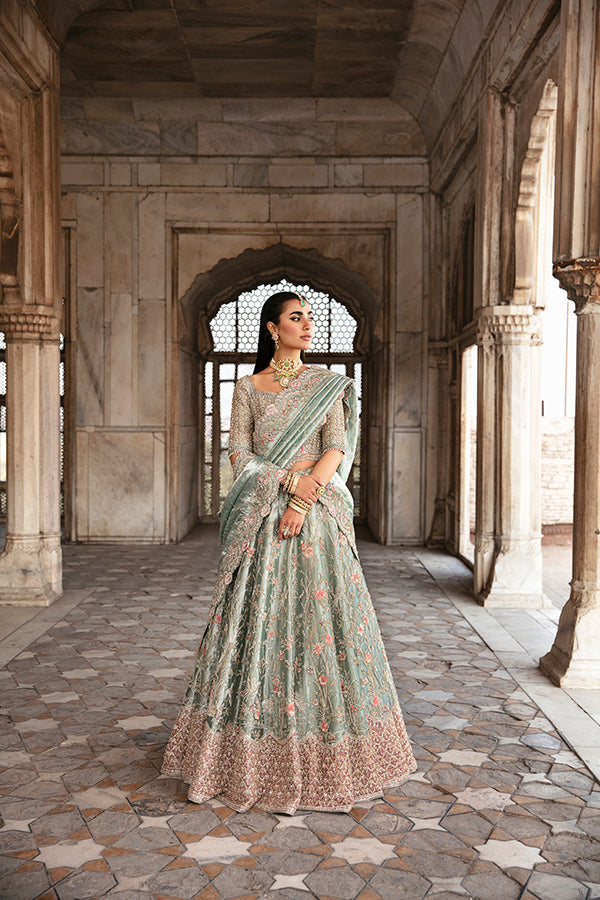 Elegant Walima Dress in Bridal Lehenga Choli Dupatta Style