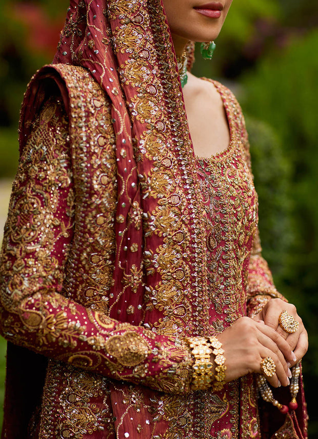 Elegant Bridal Dress Embellished in Red Farshi Lehenga style
