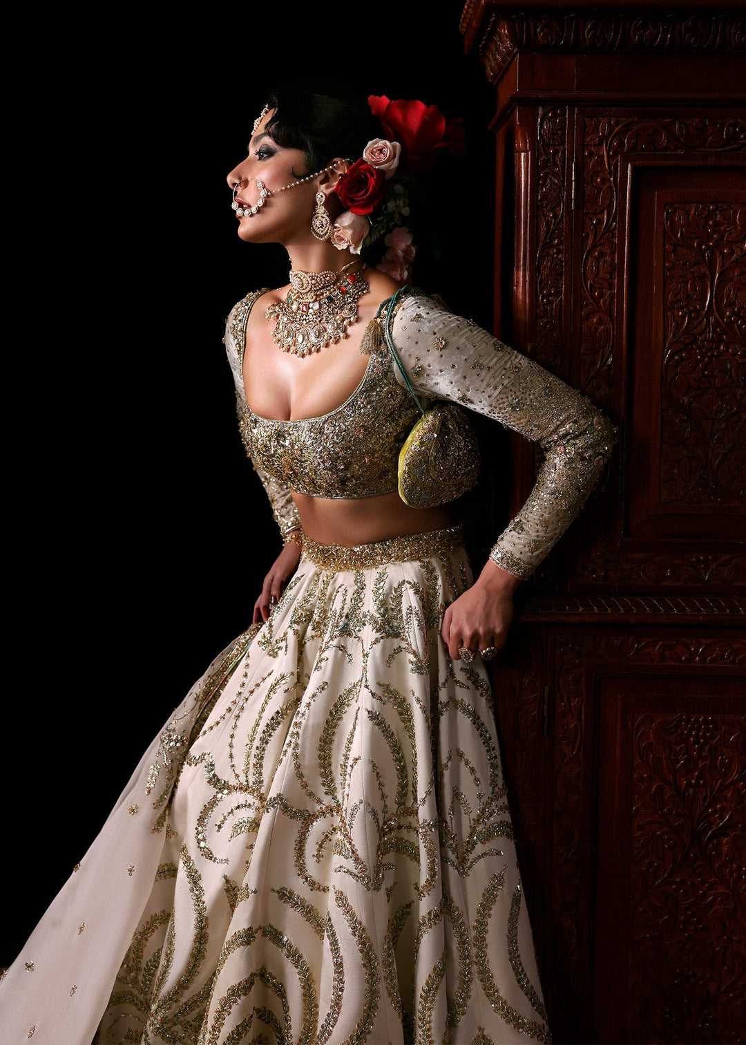 Elegant Bridal Wedding Dress in Choli Dupatta and Lehenga Style