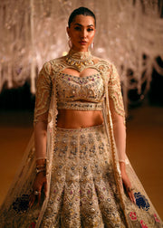 Elegant Indian Bridal Dress in Lehenga Choli and Cape Style