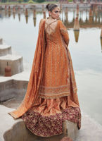 Elegant Orange Lehenga Designs Dress for Pakistani Bridal Wear