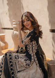 Elegant Pakistani Bridal Dress Black Lehenga with Short Shirt